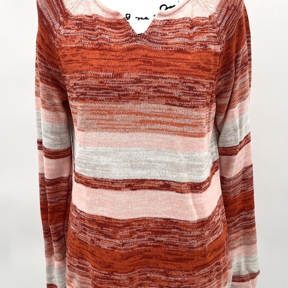 Eddie Bauer Womens Large Pullover Long‎ Sleeve V-Neck Striped Sweater - Picture 1 of 7